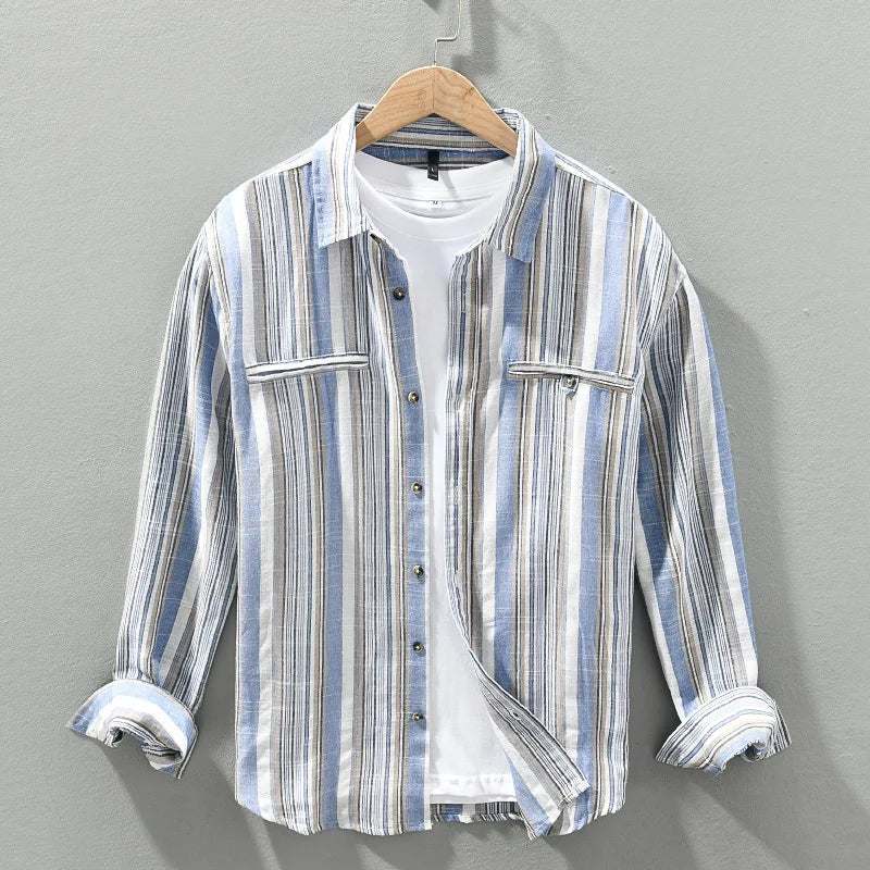 Cotton Linen Striped Shirt