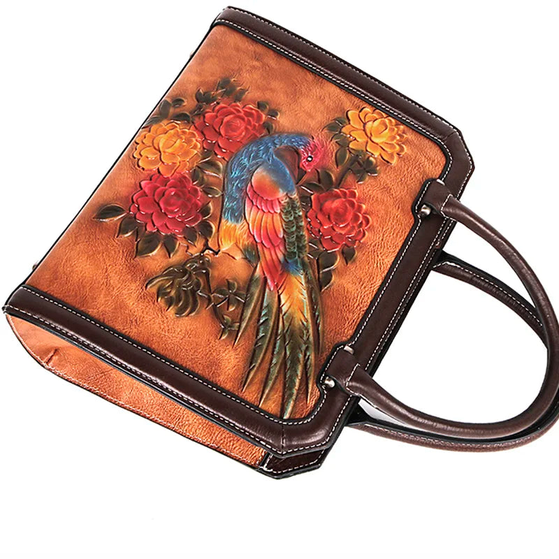 Avian Blossom Leather Purse