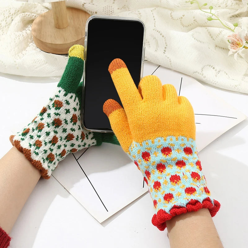 Womens's Knitted Touch Screen Gloves