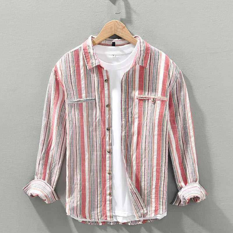 Cotton Linen Striped Shirt