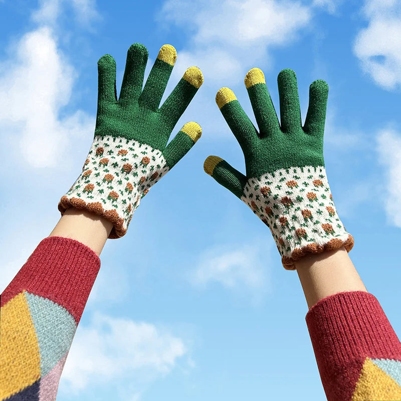 Womens's Knitted Touch Screen Gloves