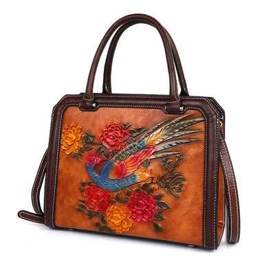 Avian Blossom Leather Purse