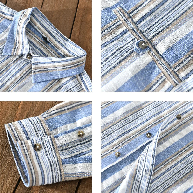 Cotton Linen Striped Shirt