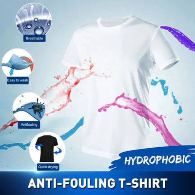 Quick Top Short Sleeve Hiking Shirt Anti-Dirty Waterproof Men T Shirt Creative Hydrophobic Stain Proof Breathable T Shirt