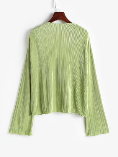 Vbrant Slim V-Neck Pleated Top