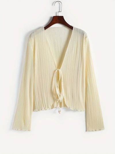 Vbrant Slim V-Neck Pleated Top