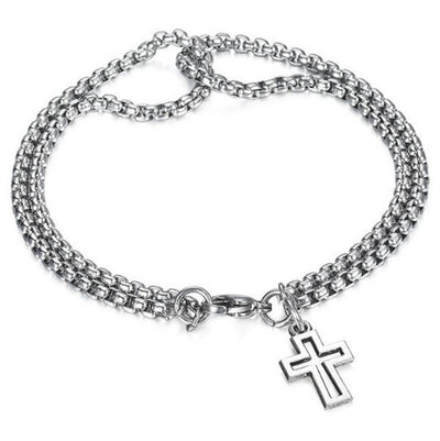 Double Chain Cross Bracelet